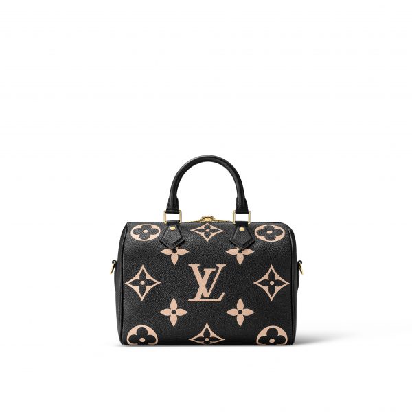 Louis Vuitton M58947 Speedy Bandoulière 25 Bicolor Monogram Empreinte Leather Black Beige