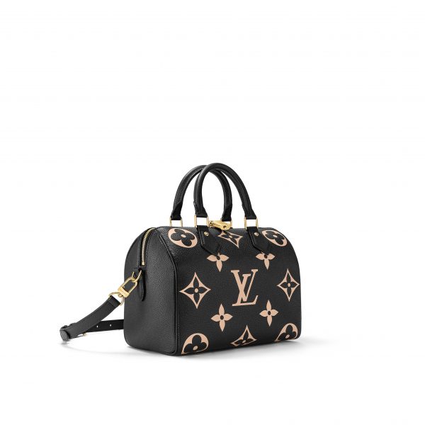 Louis Vuitton M58947 Speedy Bandoulière 25 Bicolor Monogram Empreinte Leather Black Beige