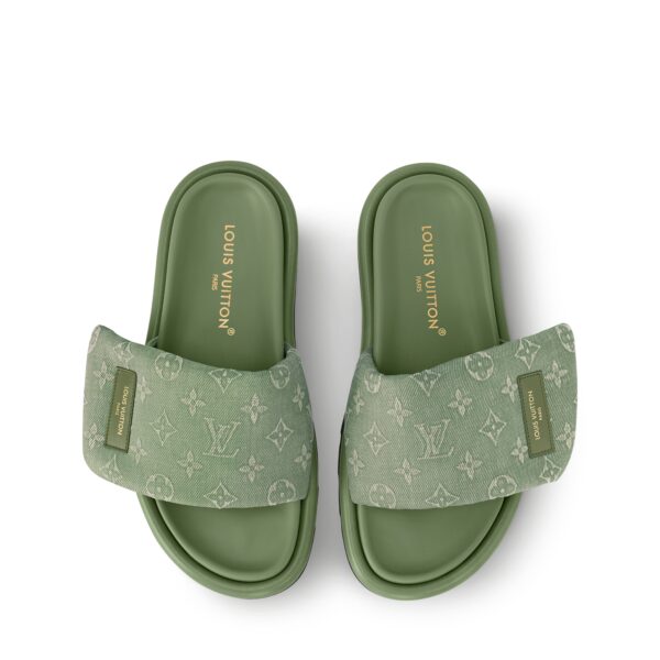 Louis Vuitton 1ACJ0A Pool Pillow Flat Comfort Mule Khaki Green